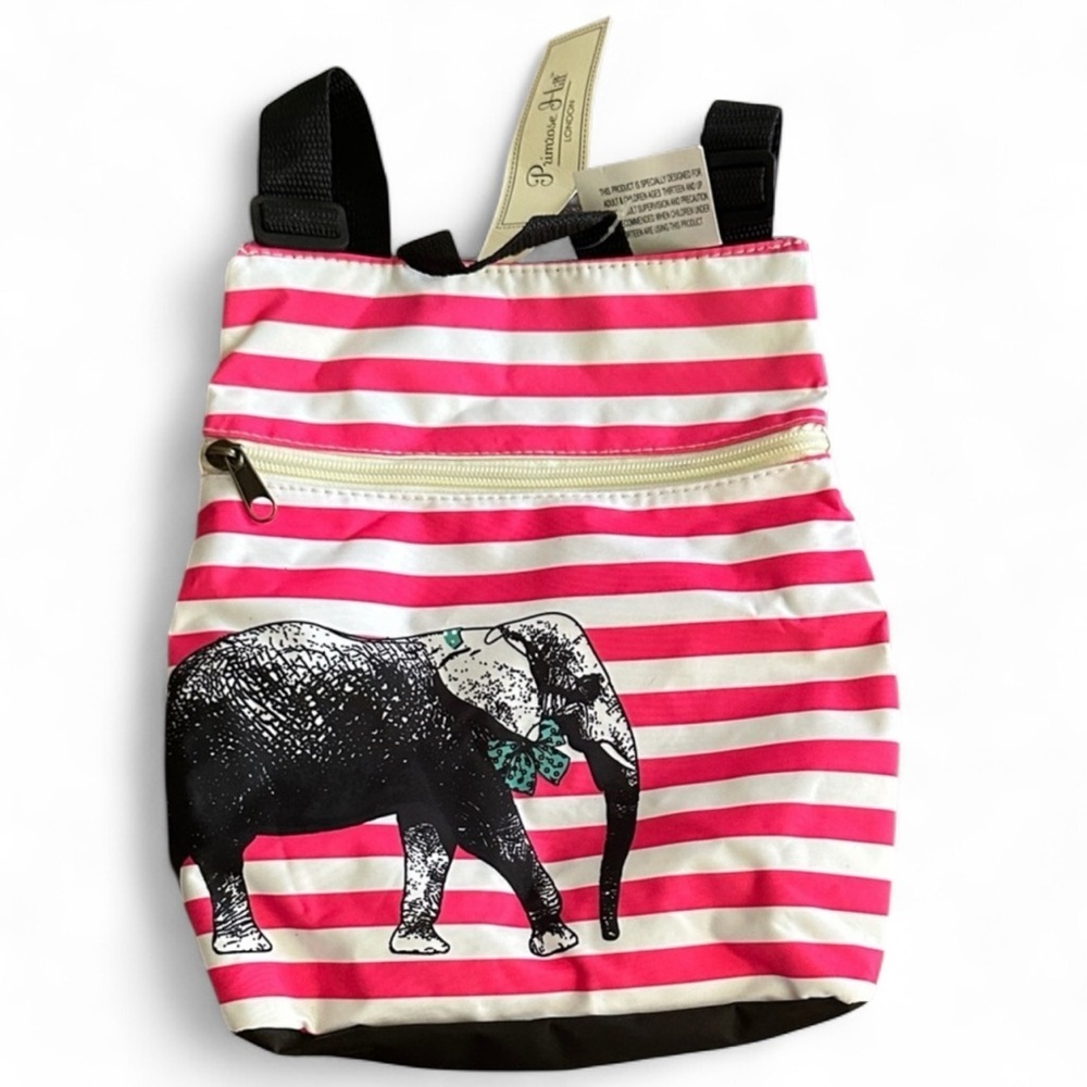 Charming Pink Striped Elephant Kids Backpack Bag